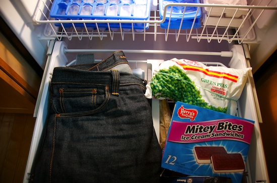 jeans in the freezer