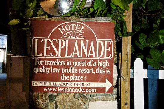 Hotel L'Esplanade sign in Grand Case