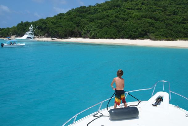 Dropping anchor off West Beach, Buck Island