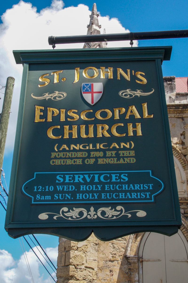 Service hours at St. John's Anglican Church, St. Croix