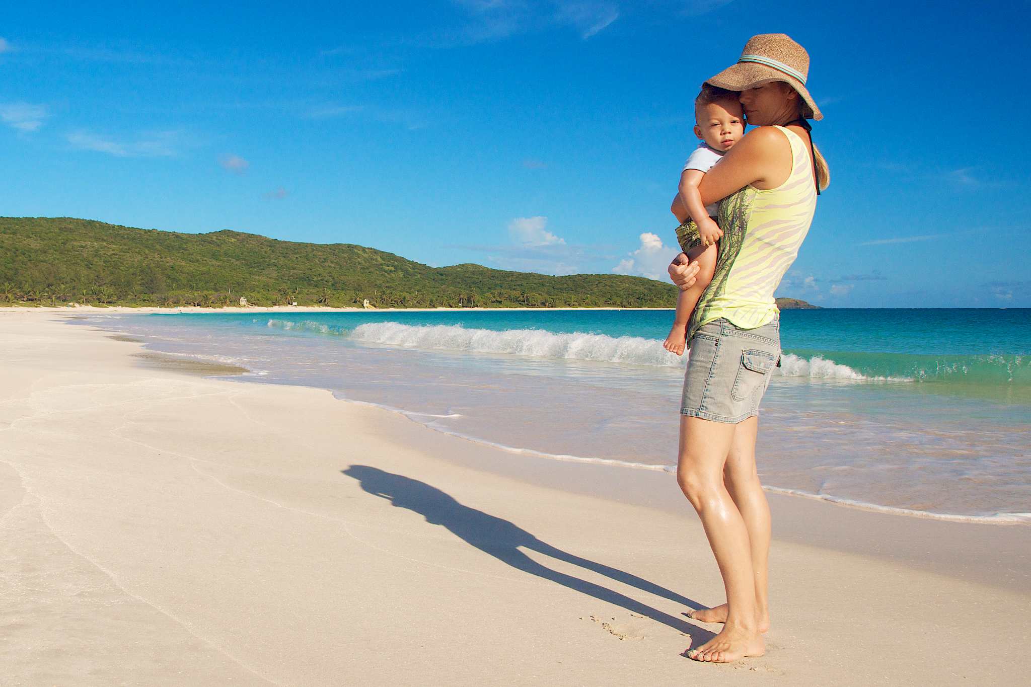 Mom and Baby on Flamenco Beach, Culebra