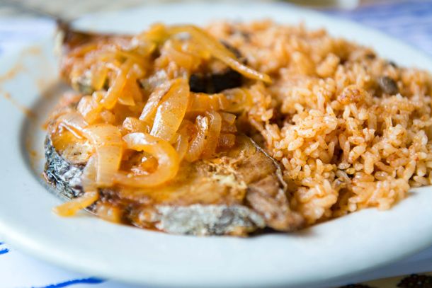 Fresh Mahi and Seasoned Peas and Rice at Villa Morales, St. Croix by Patrick Bennett