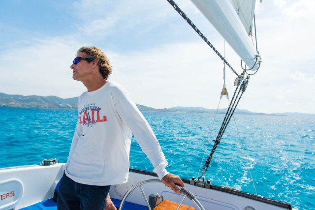 Captain Carl easing towards Buck Island, St. Croix by Patrick Bennett