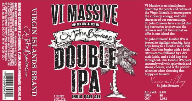 SJB VI Massive Double IPA label | Courtesy St. John Brewers