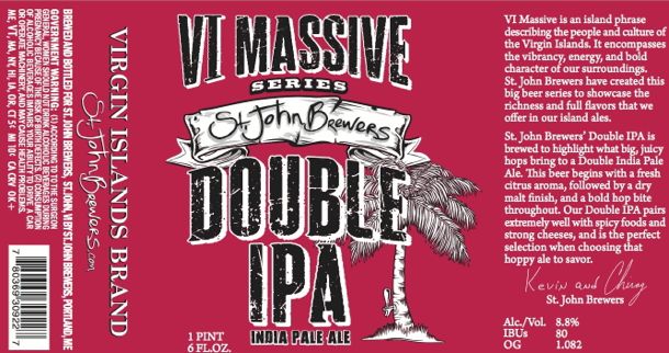 SJB VI Massive Double IPA label | Courtesy St. John Brewers