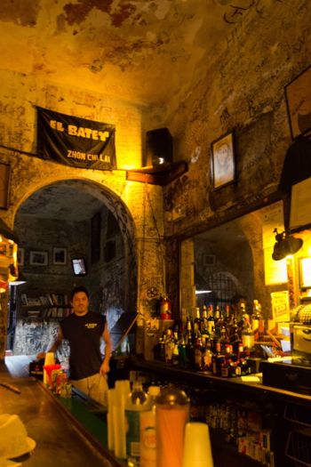 The bar inside El Batey in Old San Juan, Puerto Rico