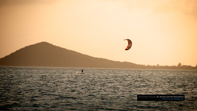 Kite Surfing At Sunset, St. Vincent and the Grenadines
