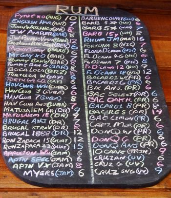 Extensive rum menu at Cracker P's Bar and Grill in the Abacos | SBPR