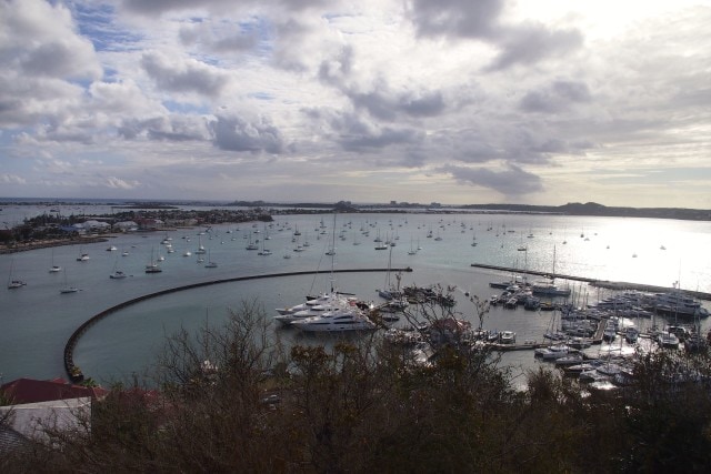 Marina Fort Louis as seen from atop Fort Louis, St. Martin | SBPR