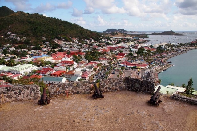 Cannons facing the sea and the city atop Fort Louis, St. Martin | SBPR