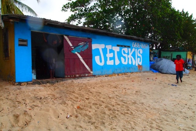 Jetski shack along the shore in Crown Point, Tobago | SBPR
