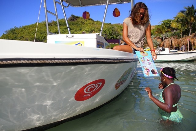 Another soon to be satisfied customer of the Ice Cream Boat off Pinel Island, St. Martin | SBPR