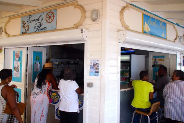 The always crowded breakfast counter at Enoch's Place on the waterfront in Marigot, Saint Martin | SBPR