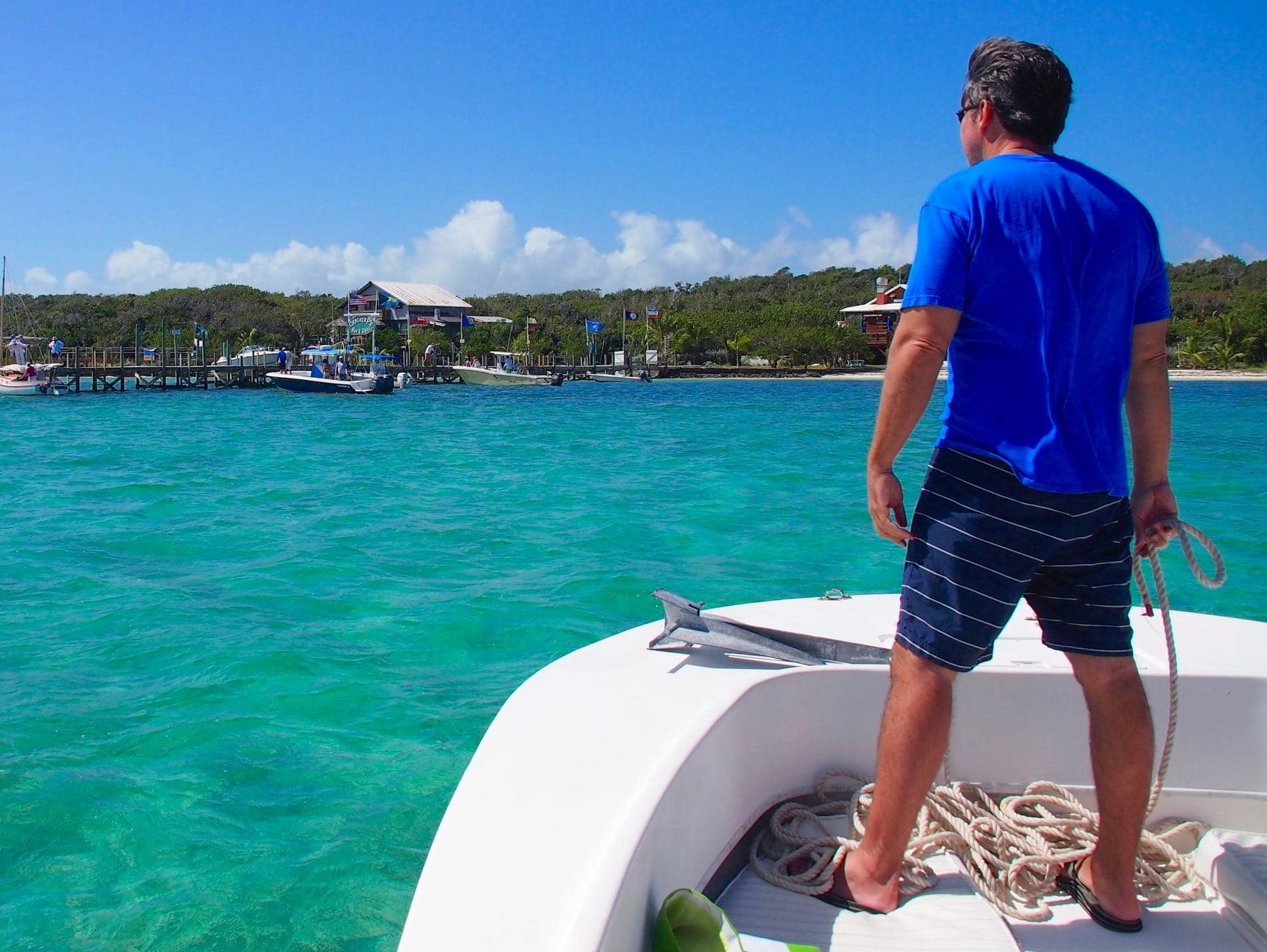 Idling up to Lubbers Quarters Cay in the Abacos