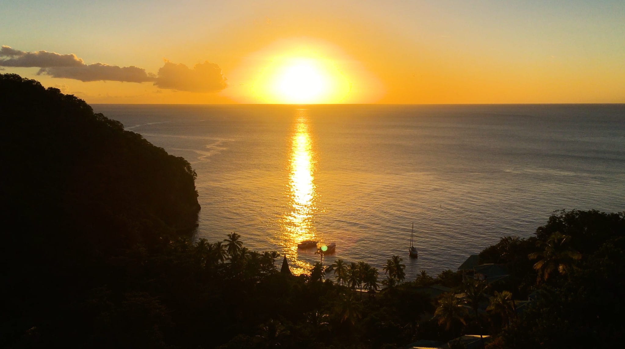 sunset over Anse Chastnet Beach, St Lucia by Patrick Bennett