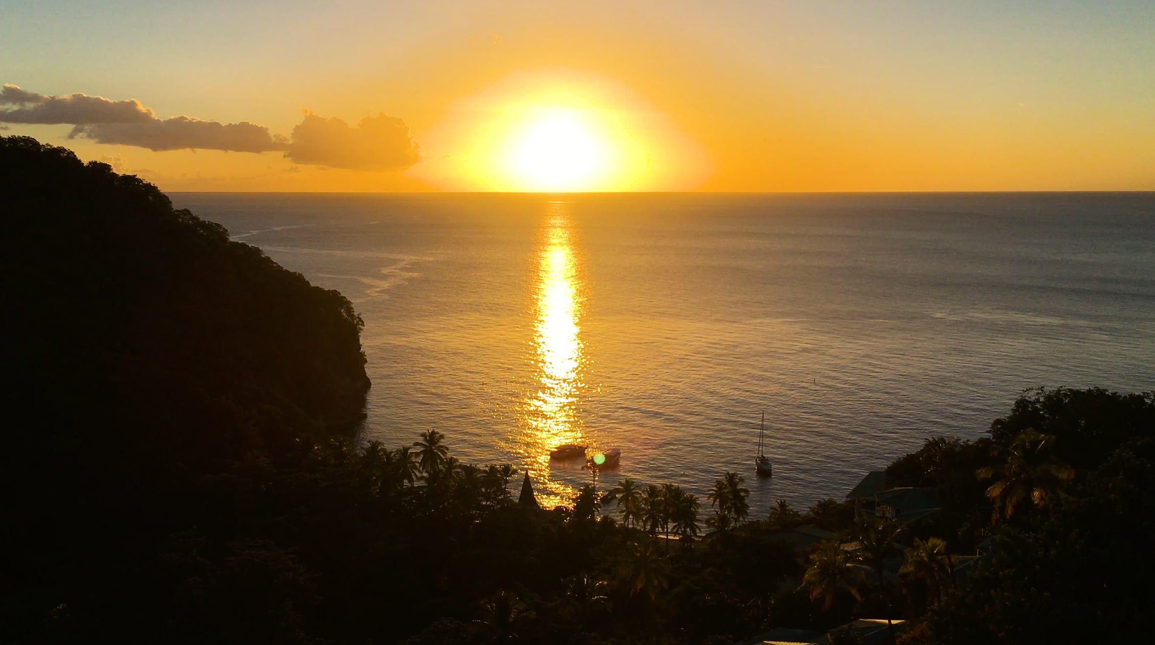 sunset over Anse Chastnet Beach, St Lucia by Patrick Bennett