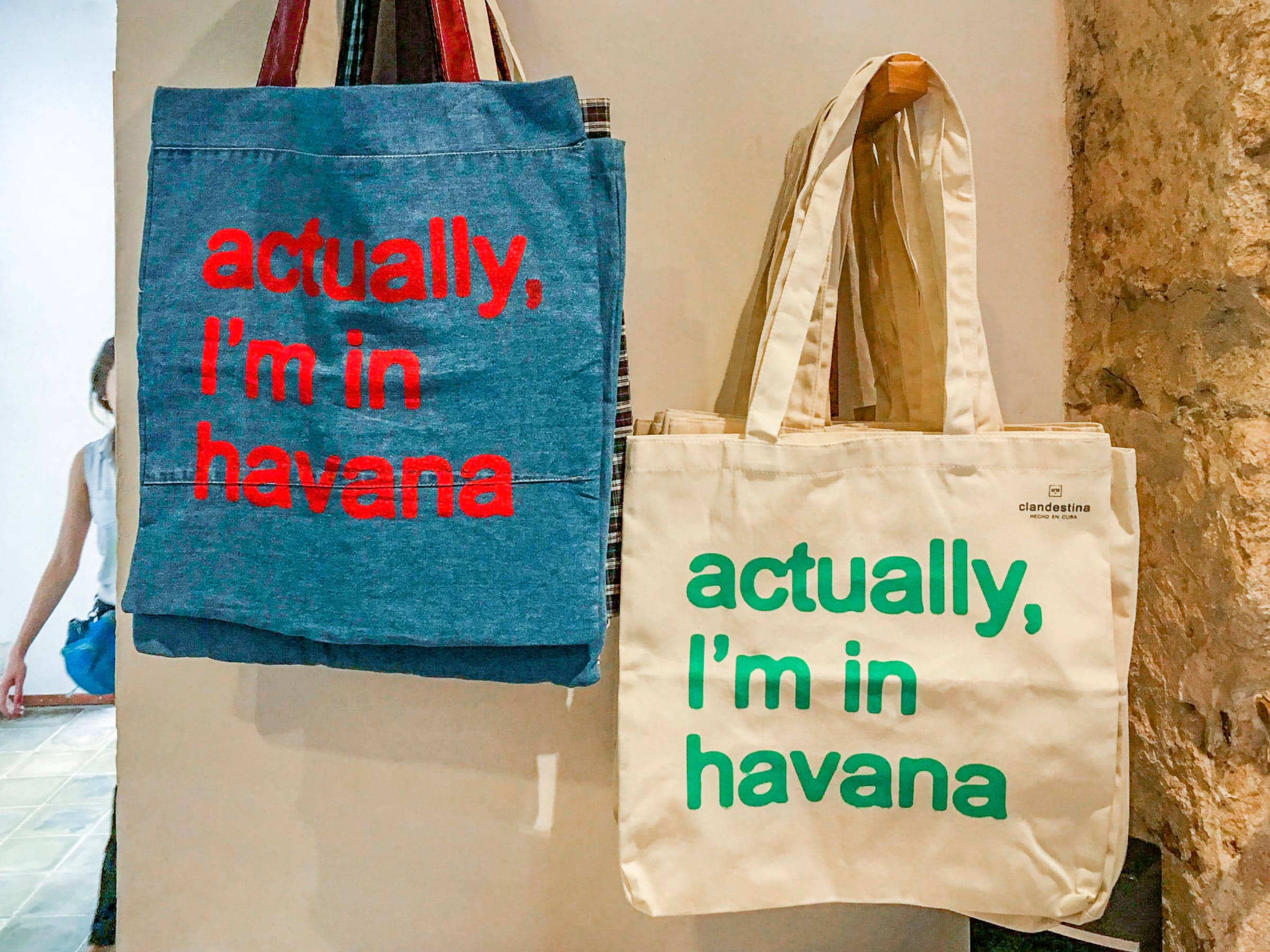 Bags for sale at Clandestina, Cuba by Patrick Bennett