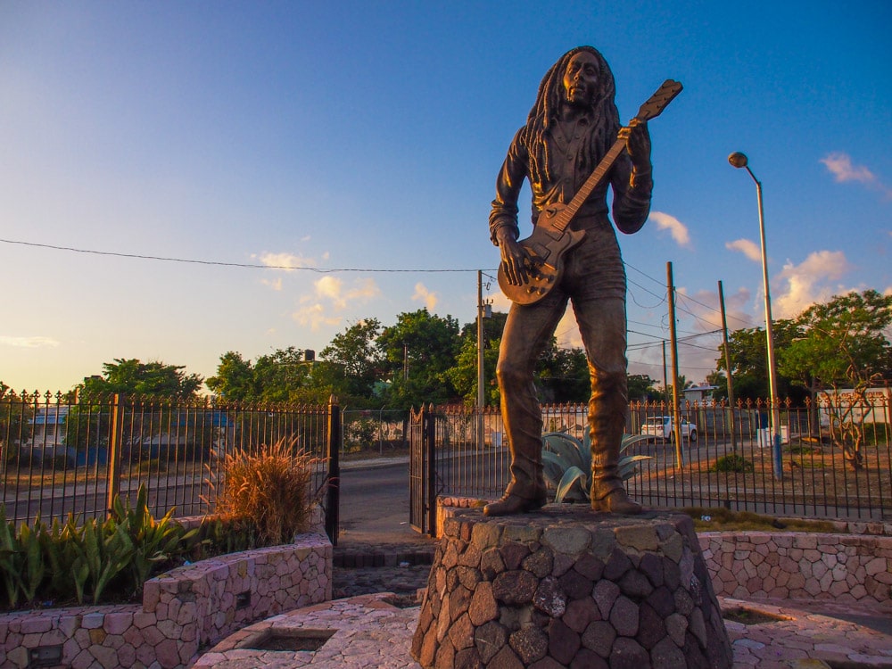 Bob Marley Statue Outside The Jamaica National Stadium in Kingston, Jamaica