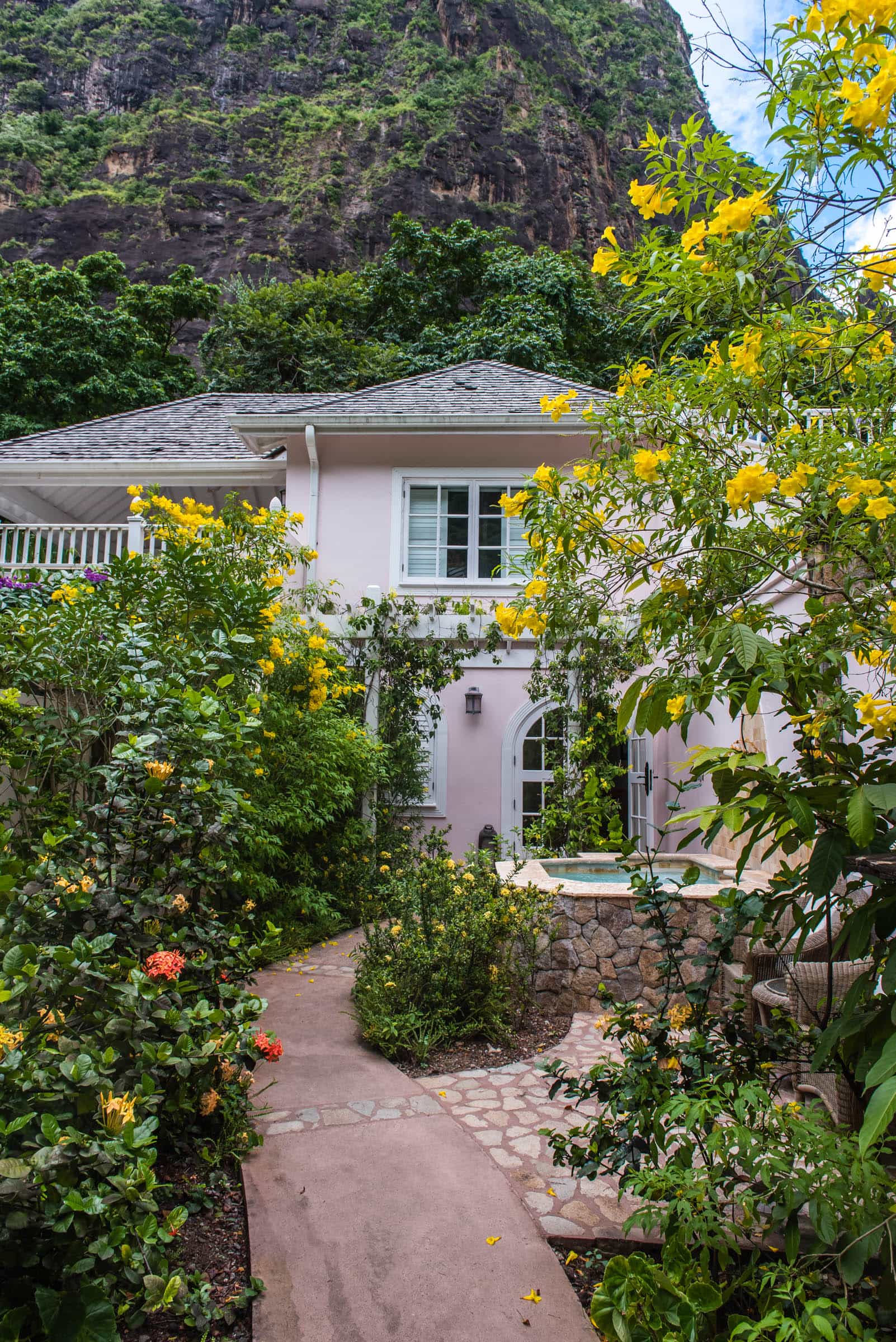 How about a cottage nestled at the foot of Petit Piton?