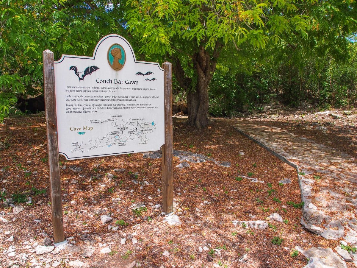 Conch Bar Caves Welcome Sign, Middle Caicos, TCI | SBPR