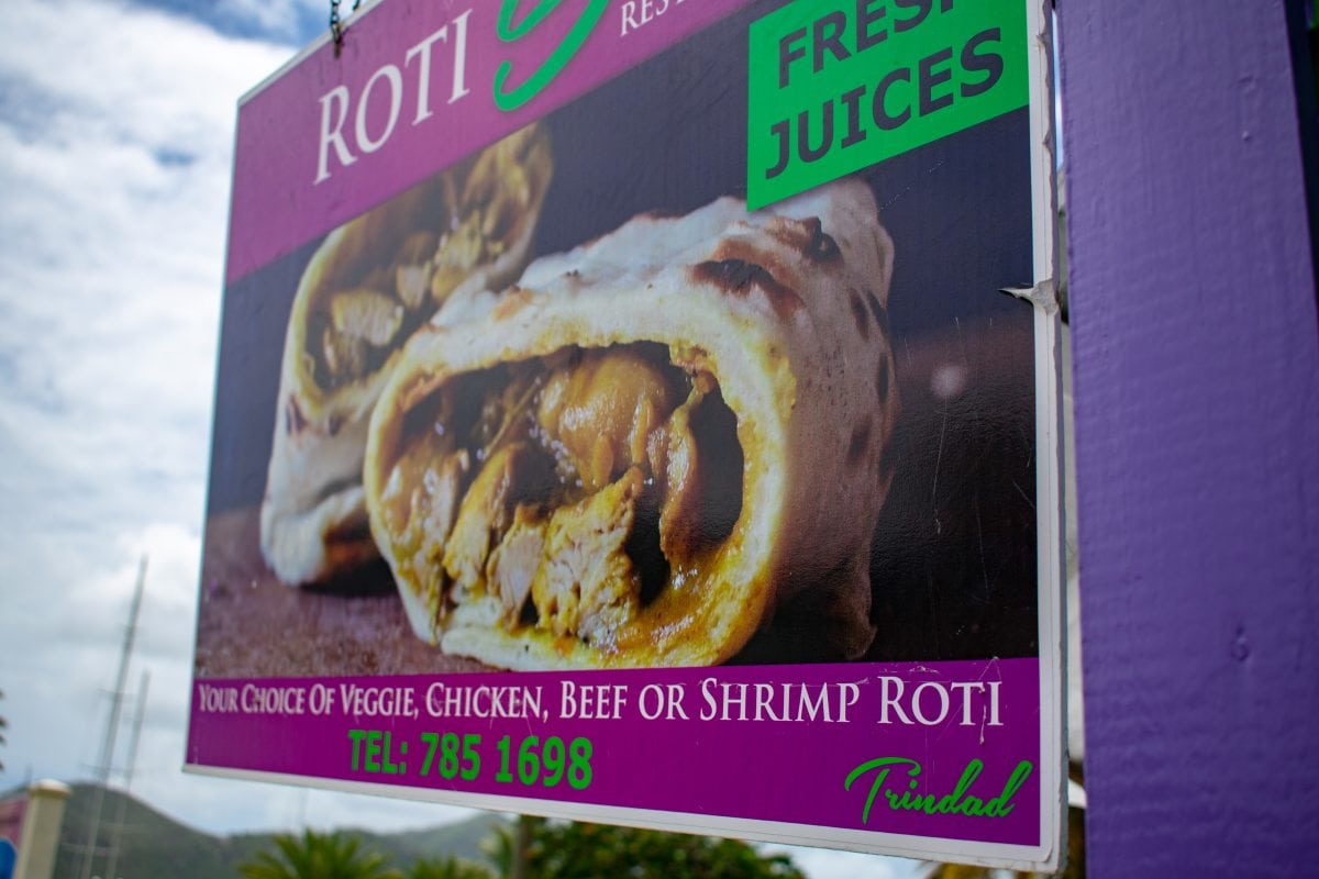 Signs of yummy things to come at Roti Sue, Antigua | SBPR