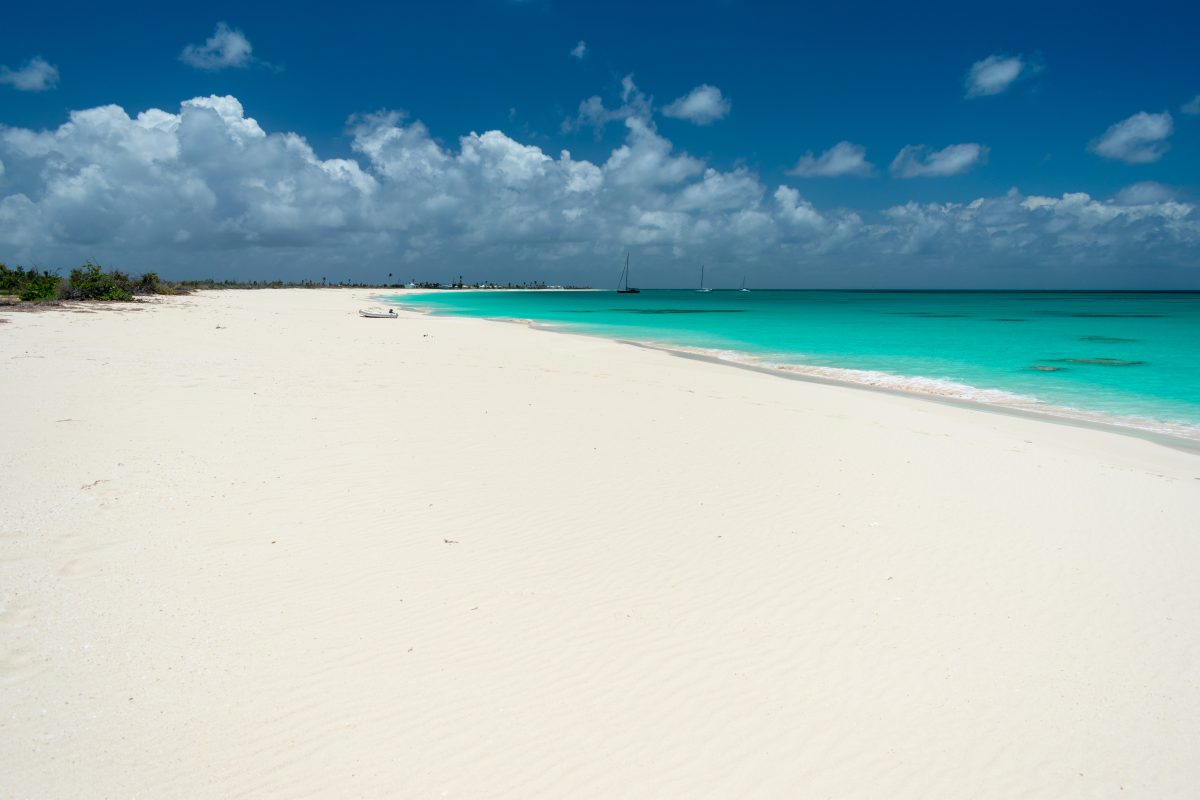 Looking southward on Princess Diana Beach at Cocoa Point, Barbuda