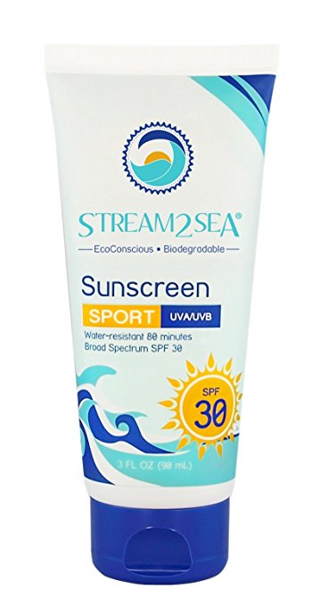 Stream2Sea biodegradable, tested and proven reef safe sunscreen for face & body, mineral sunblock with SPF 30 UVA/UVB