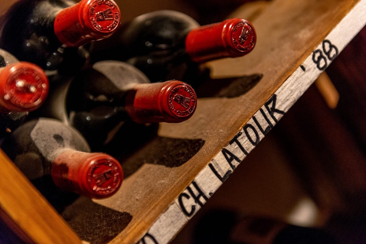 '88 Chateau Latour bottles in the wine cellar at Curtain Bluff, Antigua