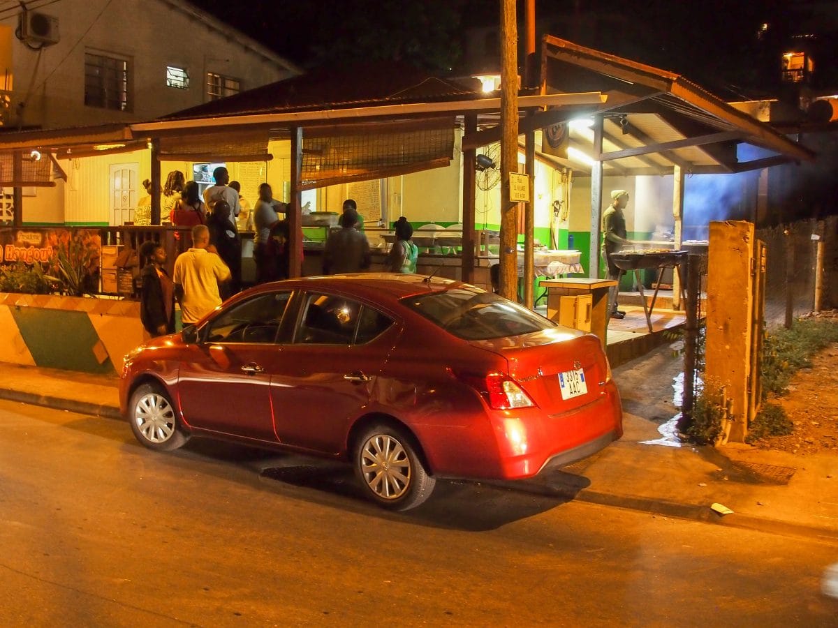 Line outside St. James BBQ Hangout, St. Martin