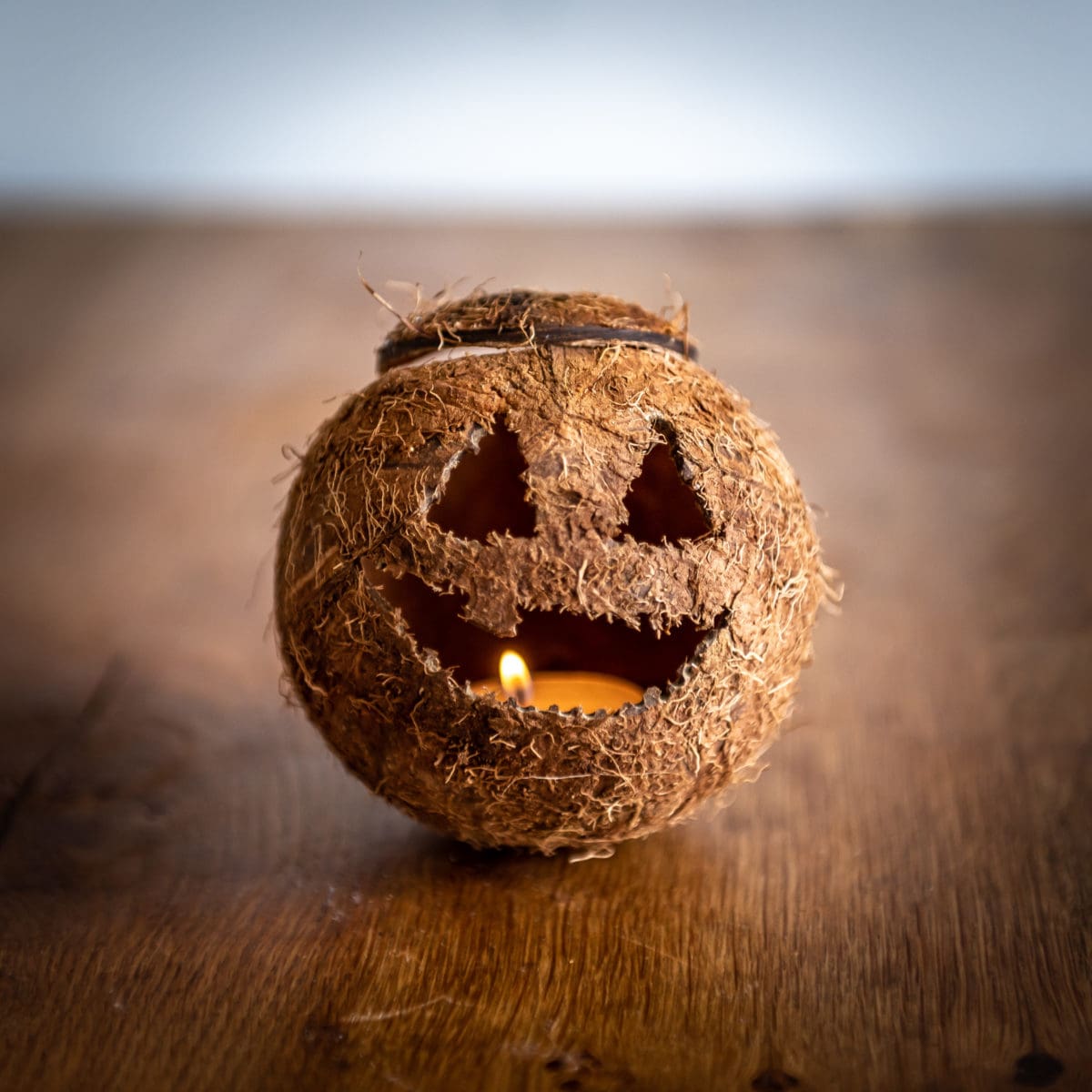 Finished Coconut Jack-O-Lantern