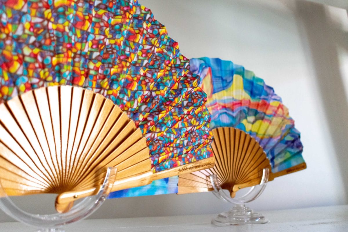 Debbie Sun Design Studio hand fans on display at ADORN, St. Croix | SBPR