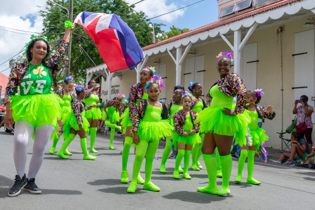 Cute dance troop repping the DomRep at St. Croix St. Patrick's Day Parade | SBPR