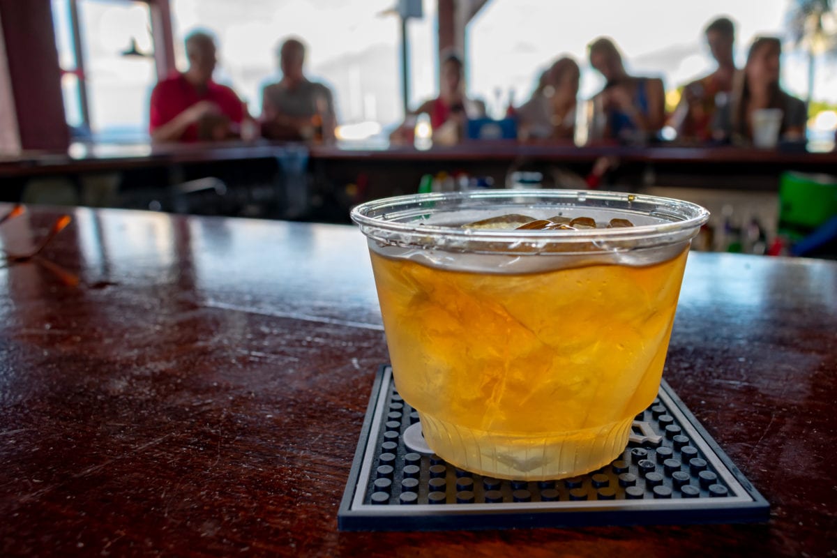 My pricey rocks pour of Cruzan Single Barrel at Shupe's On The Boardwalk, St. Croix | SBPR