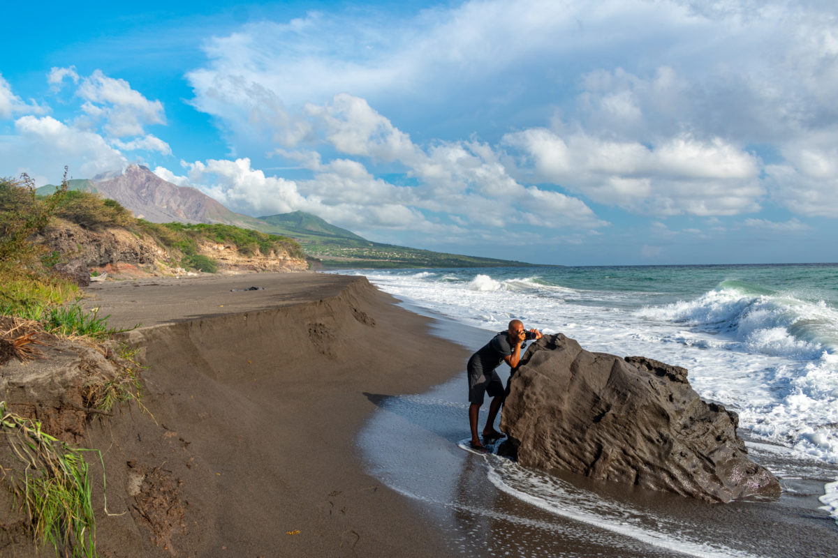 Patrick braves the Montserrat surf to get another great shot on my first-ever trip to Montserrat