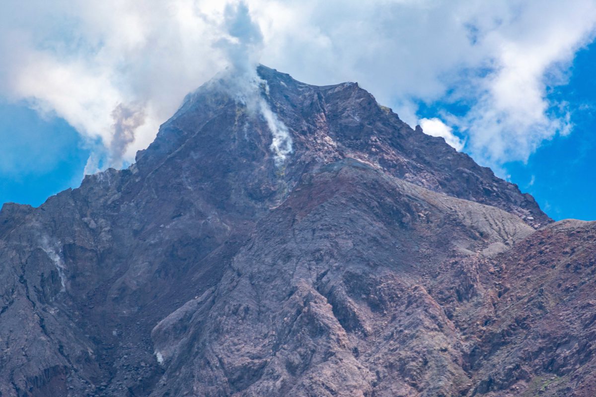 Steam shoots up from Soufrière Hills Volcano, Montserrat