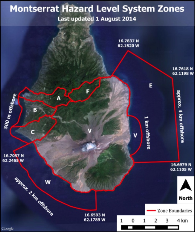 Montserrat Hazard Level System Zones