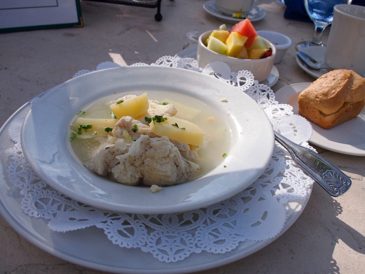 Caribbean food: Boiled fish breakfast in Abaco, The Bahamas