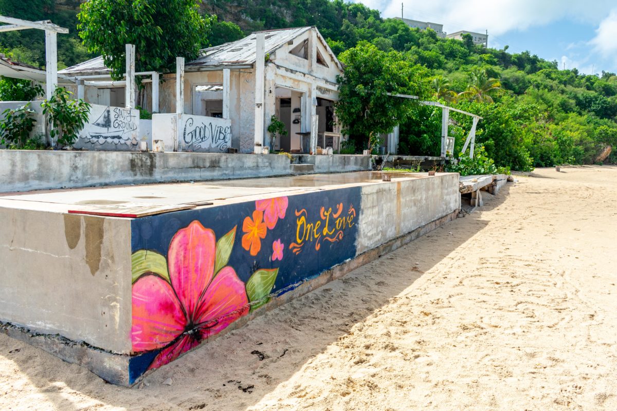 Seaside Street Art among the Remains of Mariners Cliffside Resort, Anguilla