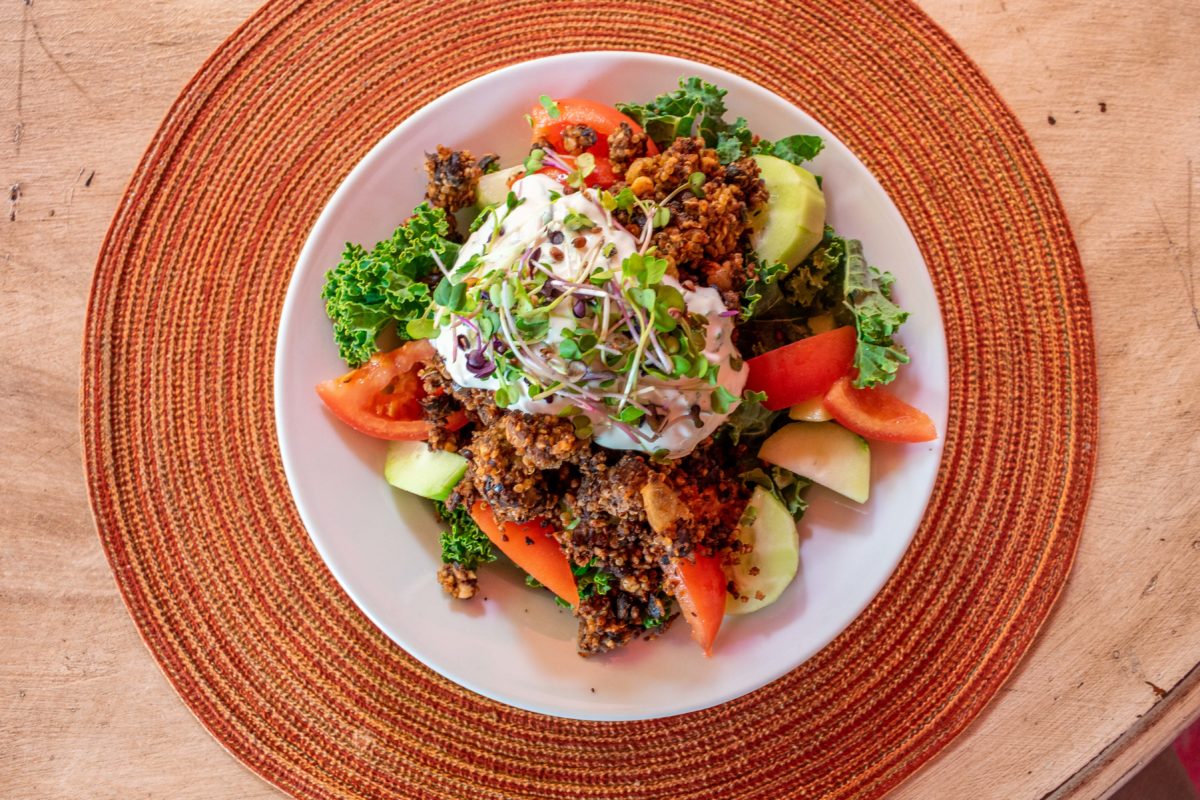 Black Bean Burger Cucumber Quinoa Salad